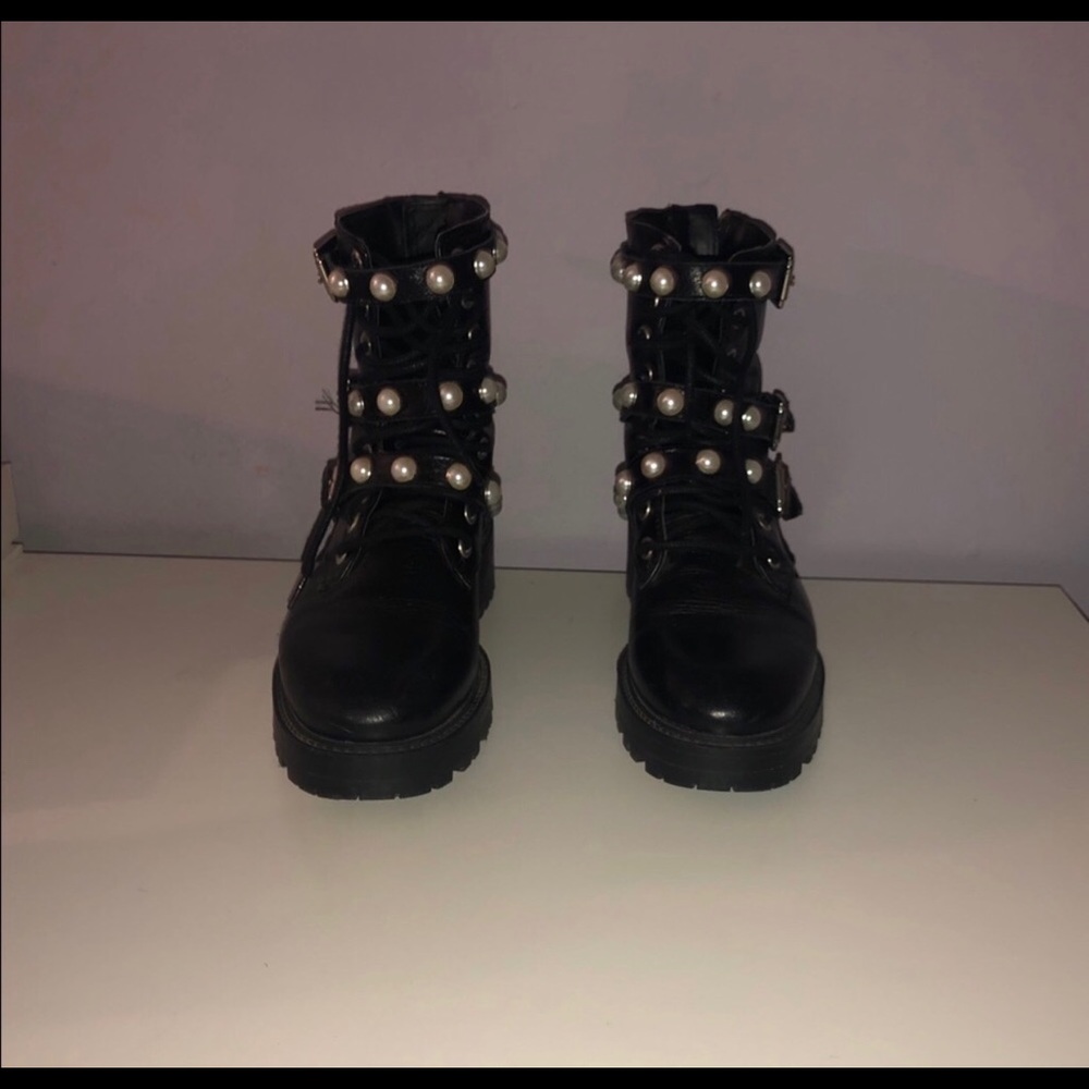 Zara black pearl boots